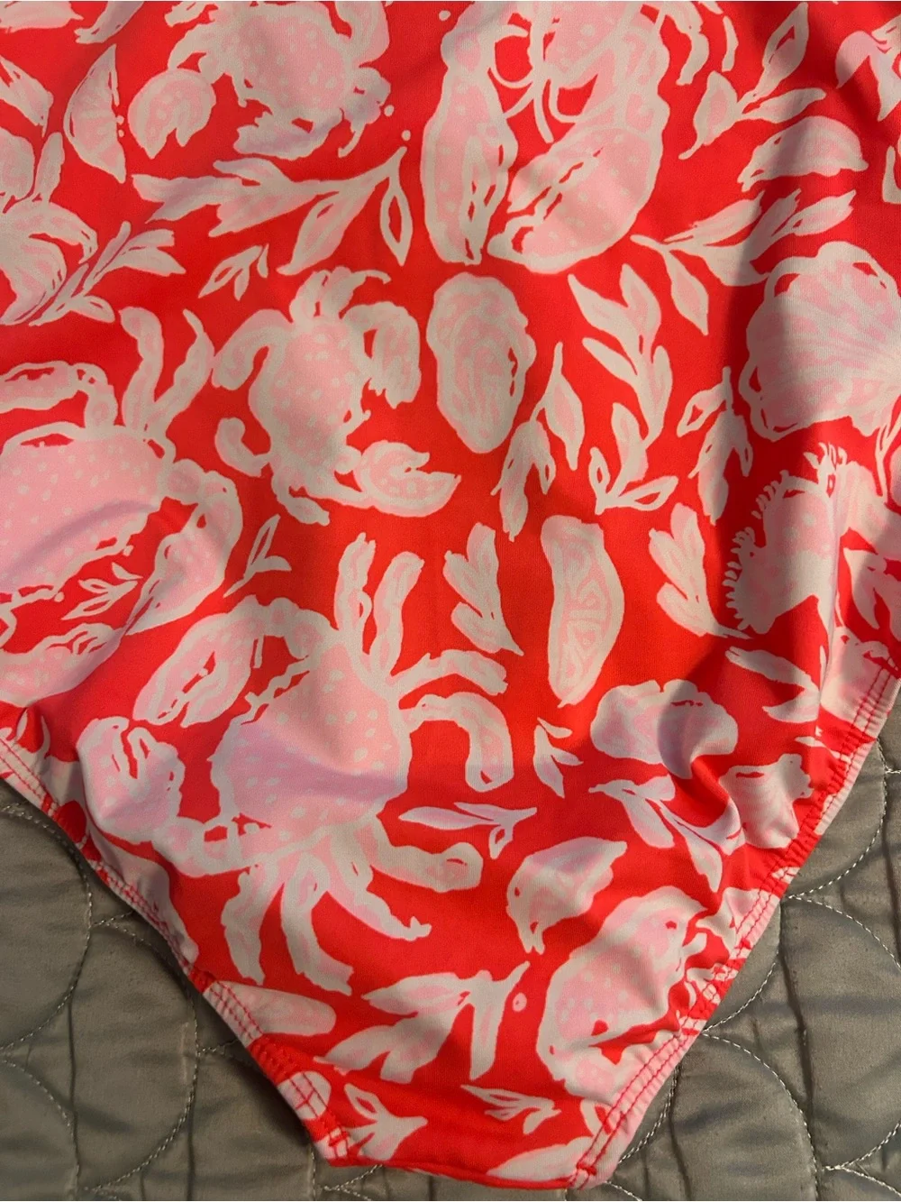 Lilly Pulitzer Coral and Light Pink Lobster One-Piece Rash Guard